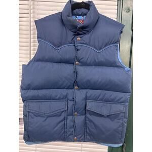 Down‎ Designs Mens 80s Vintage Puffer Vest Blue Snap Medium M Duck Gilet Kmart